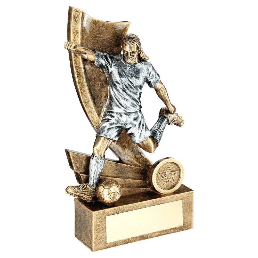 Female Football Figure Trophy on Swoosh Back
