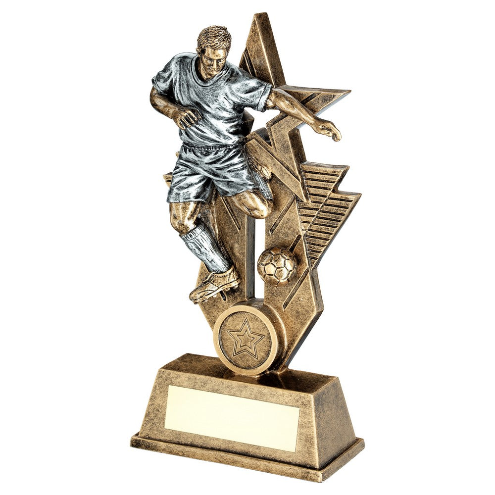 Male Football Figure Trophy on Star Backdrop