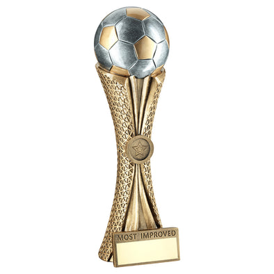 Bronze/Pewter/Gold Football On Tri-Mesh Column Trophy - Most Improved
