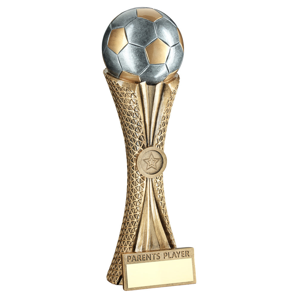 Bronze/Pewter/Gold Football On Tri-Mesh Column Trophy - Parents Player