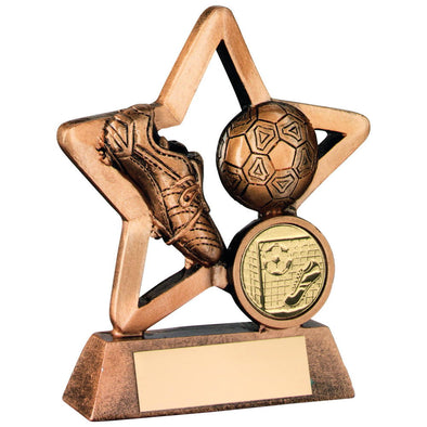 Bronze/Gold Resin Football Mini Star Trophy - (1in Centre) 3.75in