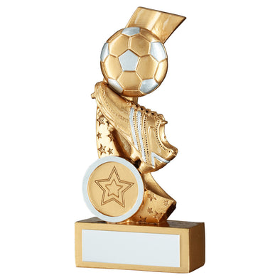 Gold/Silver Football And Boot On Multi Star Curve Trophy