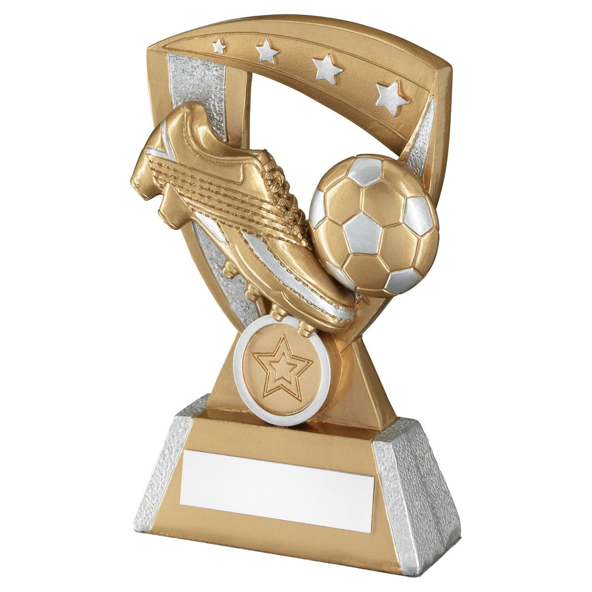 Football And Boot On 4 Star Shield Trophy