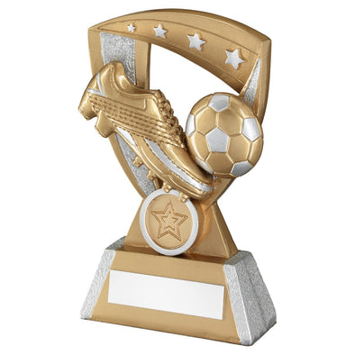 Gold/Silver Football And Boot On 4 Star Shield Trophy - 8in