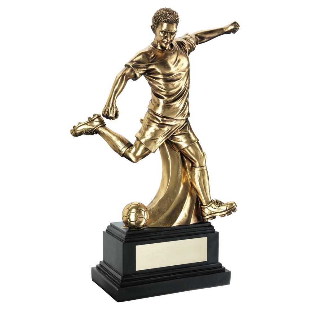 Premium Male Football Figure on Black Base Trophy