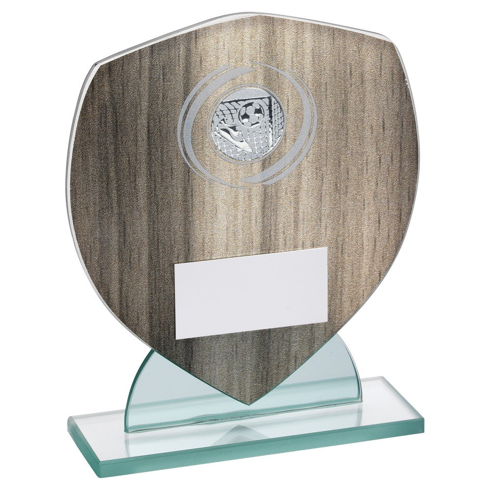 Wood Effect Glass Shield Award with Football Insert