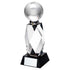 Clear Glass Column Football Trophy on Black Base