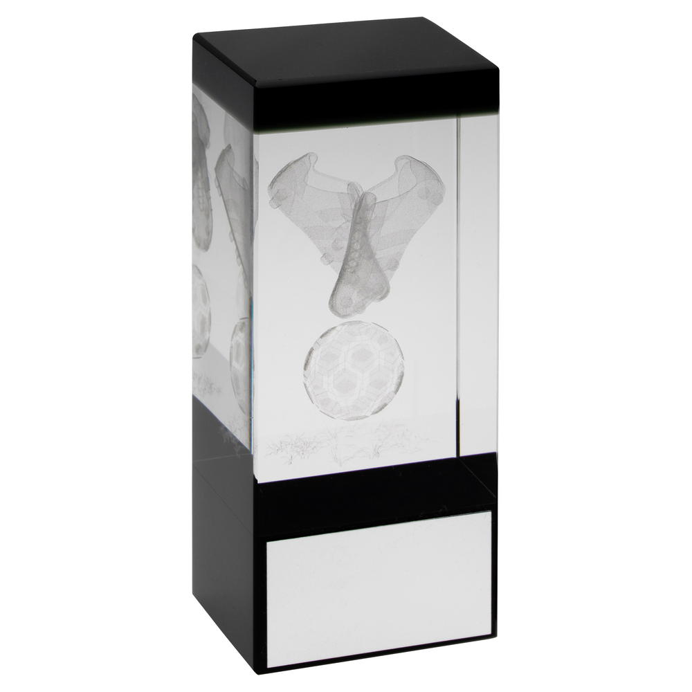 Glass Block with Lasered Football Image Trophy