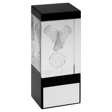 Clear/Black Glass Block With Lasered Football Image Trophy - 4in