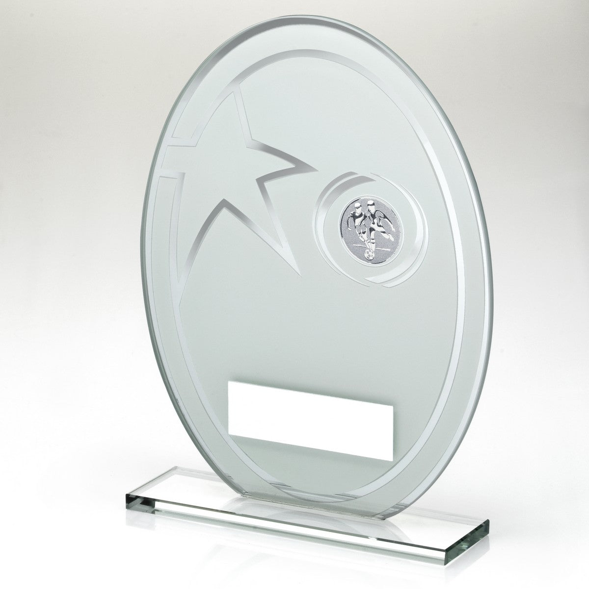 Printed Glass Oval with Football Insert Trophy