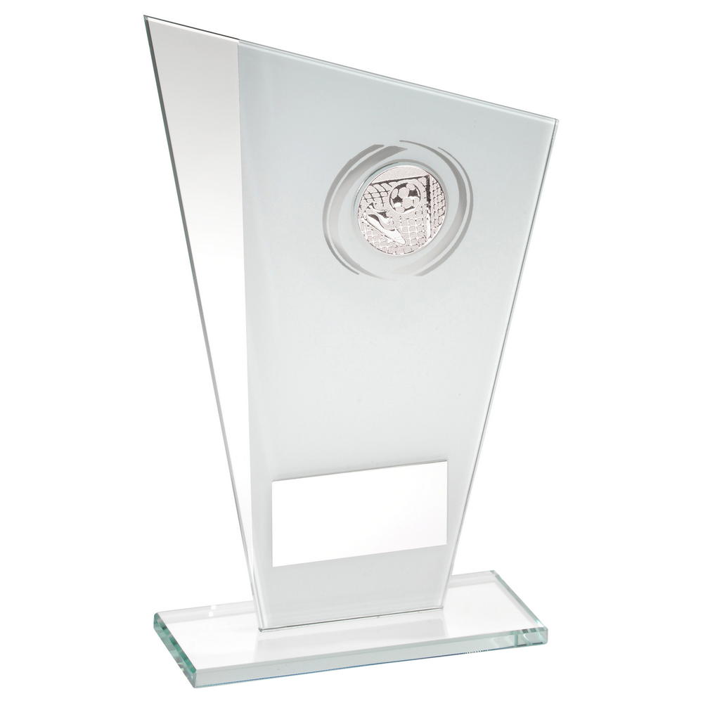Printed Glass Plaque with Football Insert Trophy