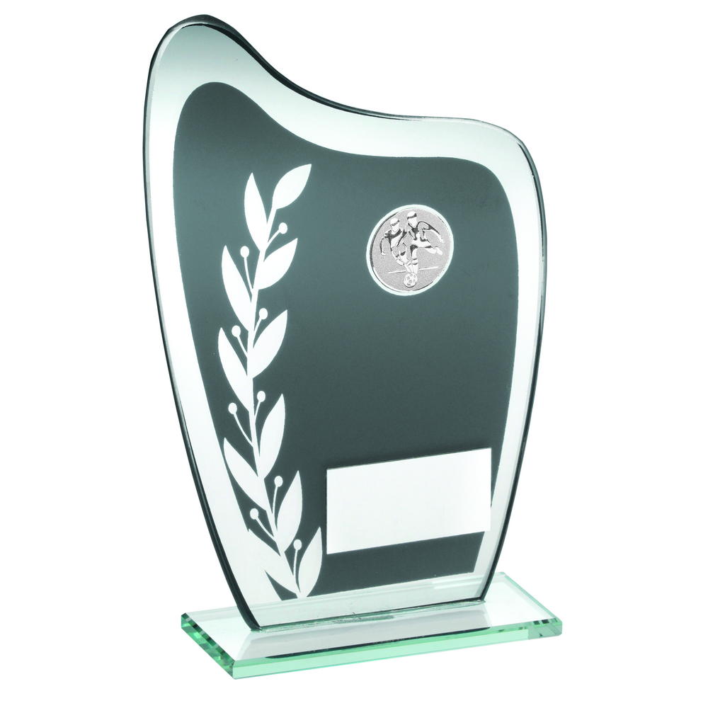 Jade Glass Plaque Trophy with Football Insert (Grey/Silver)