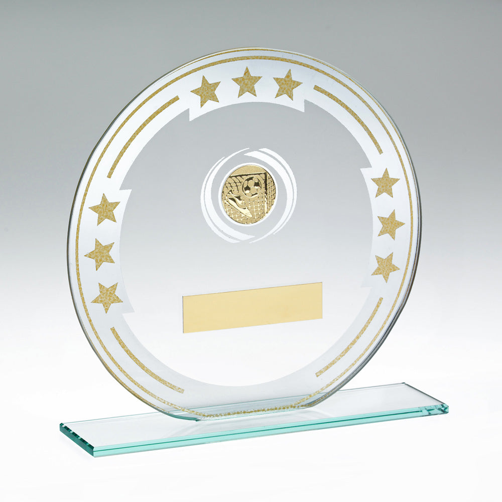 Jade/Silver/Gold Round Glass Award With Football Insert