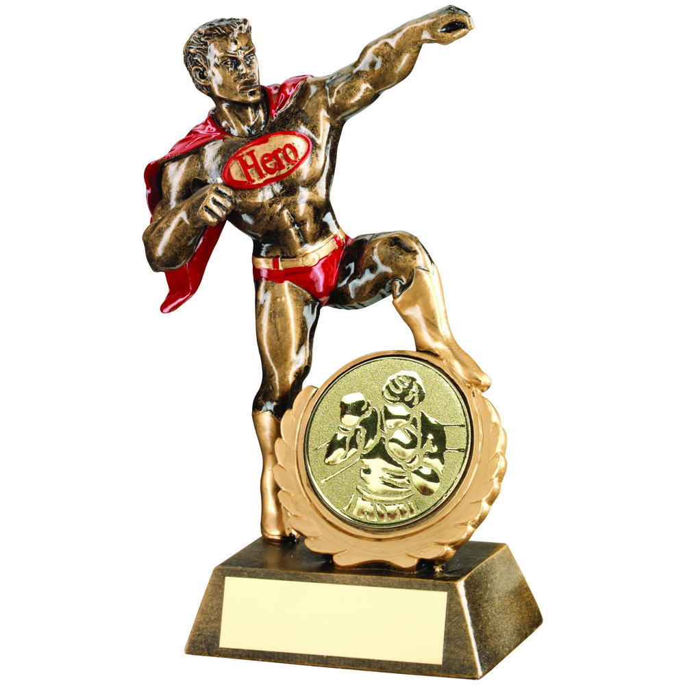 Bronze/Gold/Red Resin Generic 'hero' Award With Boxing Insert - 7.25in