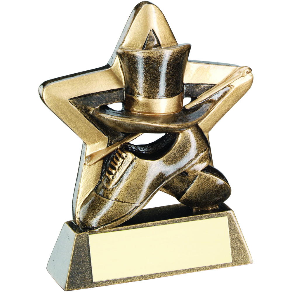 Bronze/Gold Top Hat/Gloves/Cane Mini Star Trophy - 3.75in
