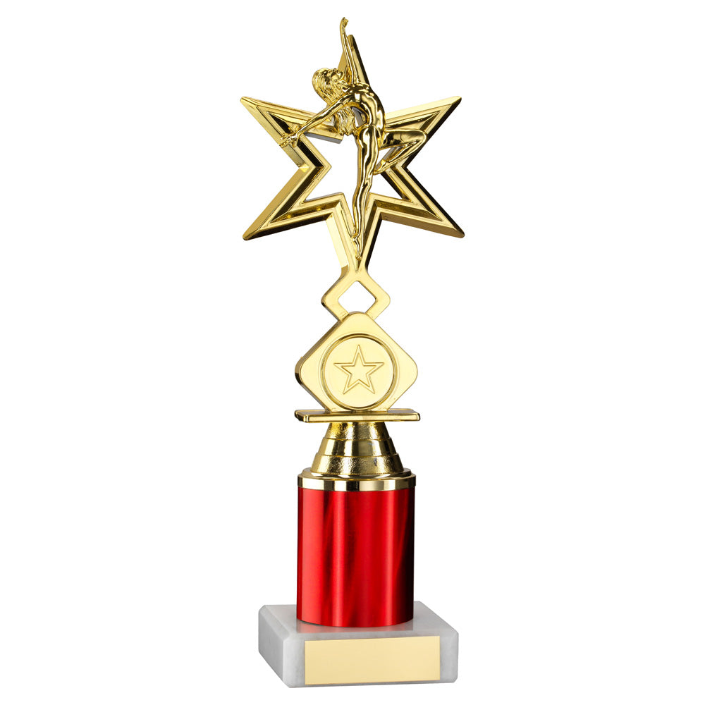 Gold/Red 'Dance/Gym' Star Figure Trophy On Marble Base (1