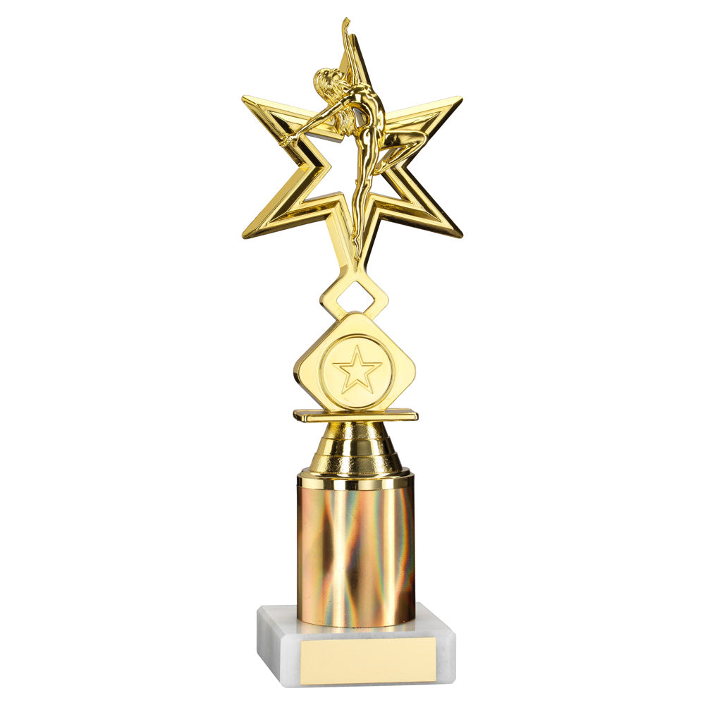 Gold 'Dance/Gym' Star Figure Trophy On Marble Base (1" Cen/1" Tube)
