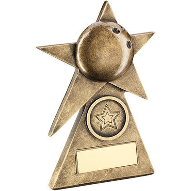 Bronze/Gold Ten Pin Star On Pyramid Base Trophy - (1in Centre) - 5in