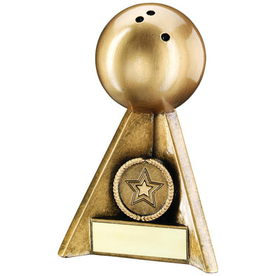 Bronze/Gold Ten Pin Pyramid Trophy - (1in Centre) 4in