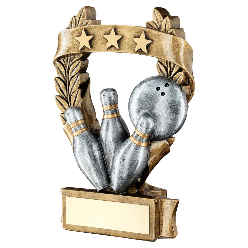 Ten Pin Bowling Trophy '3 Star Wreath Award'