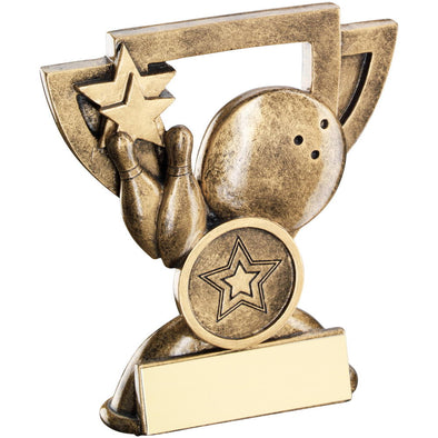 Bronze/Gold Ten Pin Mini Cup Trophy - (1in Centre) 3.75in