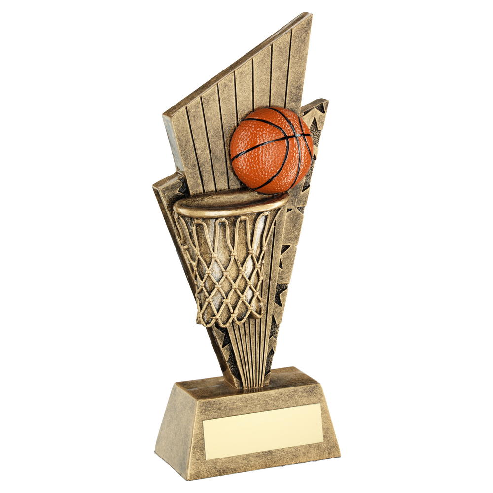Basketball and Net Trophy on Backdrop