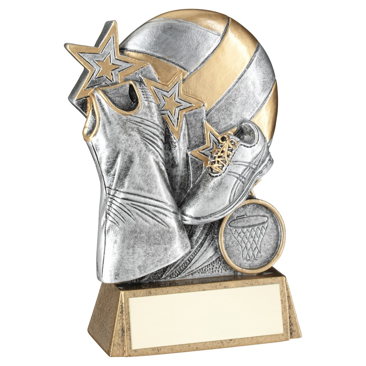 Netball With Shoe And Dress Trophy