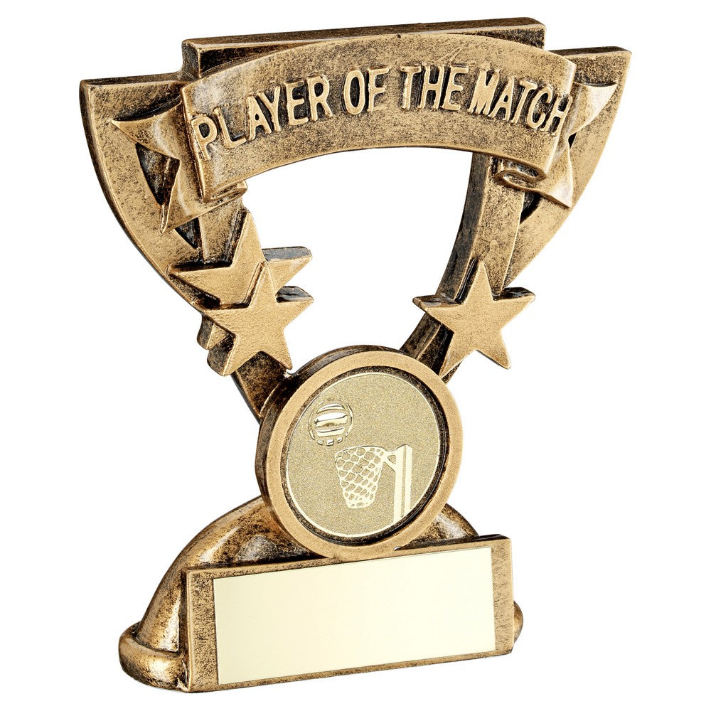 Bronze/Gold Netball Player Of The Match Mini Cup Award - 3.75in