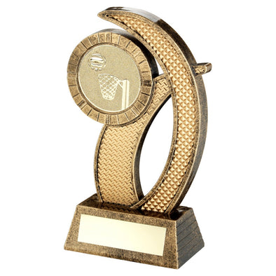 Bronze/Gold Weighted Plastic Holder Trophy With Netball Insert And Plate - 6in
