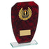 Jade Glass With Red Marble Backing And Gold Trim Trophy - 8in