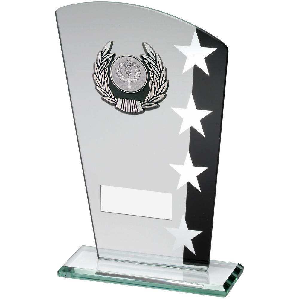 Jade Glass Award with Silver Star Print