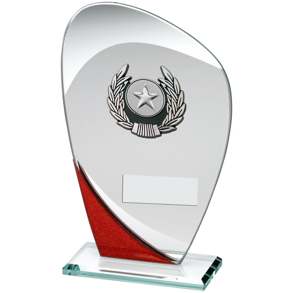 Jade Glass Plaque Award With Red Trim