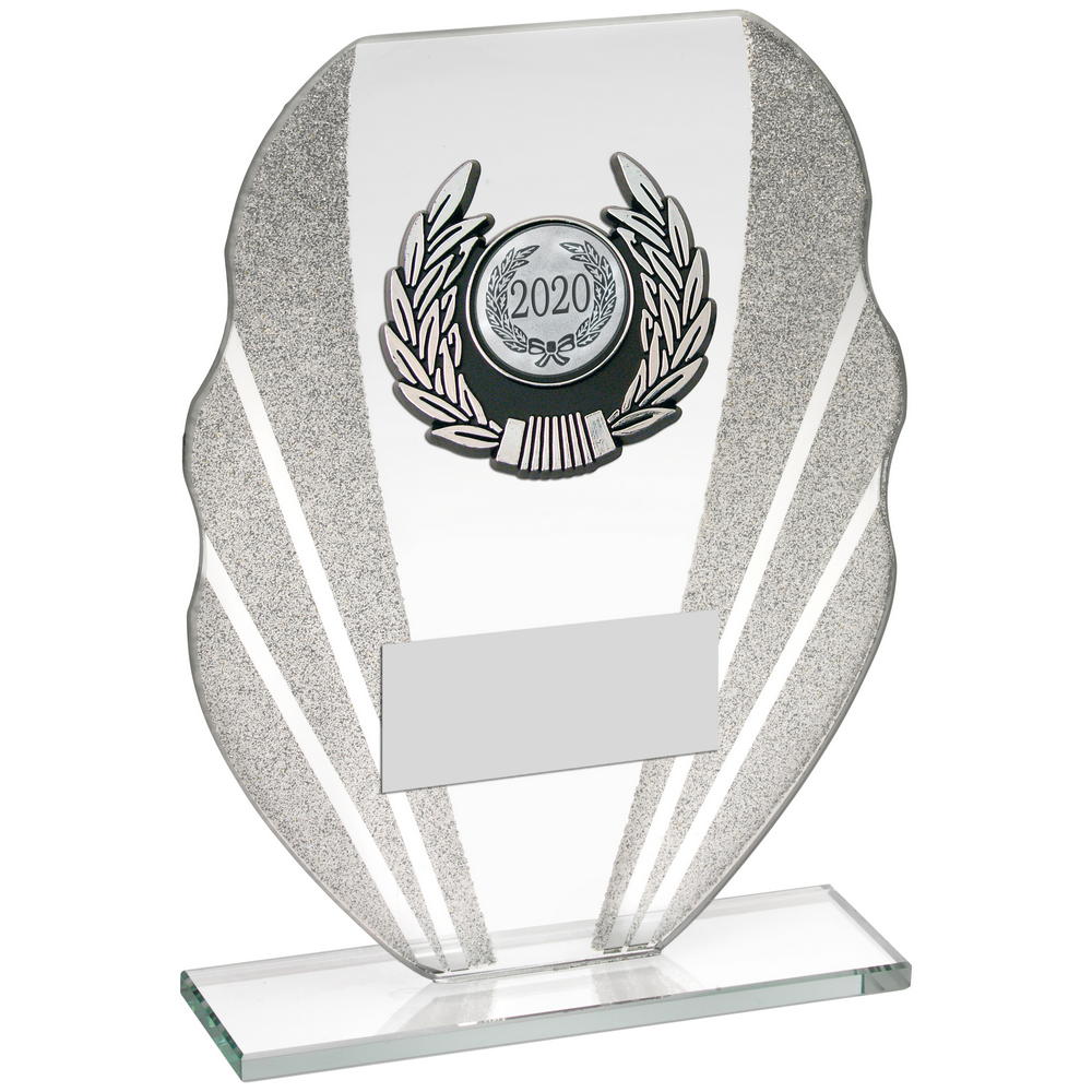 Jade Glass Award with Silver Glitter Trim