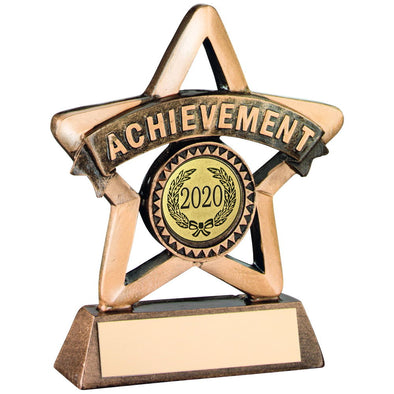 Bronze/Gold Resin Achievement Mini Star Trophy - (1in Centre) 3.75in