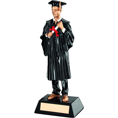 Black/Gold Resin Male Graduate Trophy - 9.25in