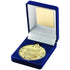 Blue Velvet Box And 50mm Gold Medal Well Done Trophy - 3.5in