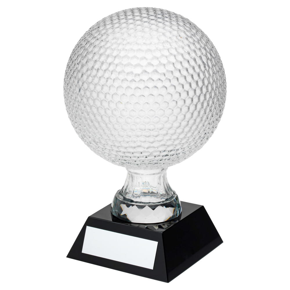Golf Trophy - Clear Glass Ball on Black Base