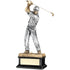 Bronze/Pewter 'back Swing' Golfer On Black Base Trophy - 14in