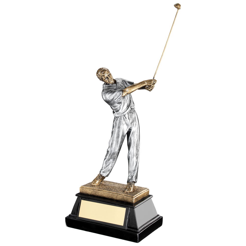 Golf Swing Figurine Trophy on Black Base