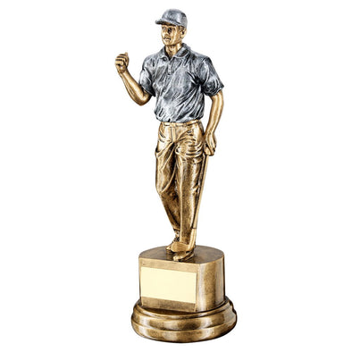 Bronze/Pewter Male 'clenched Fist' Golfer Trophy -  8.25in