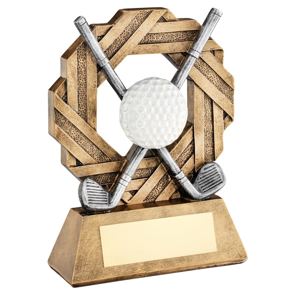 Golf Clubs and Ball Trophy on Base