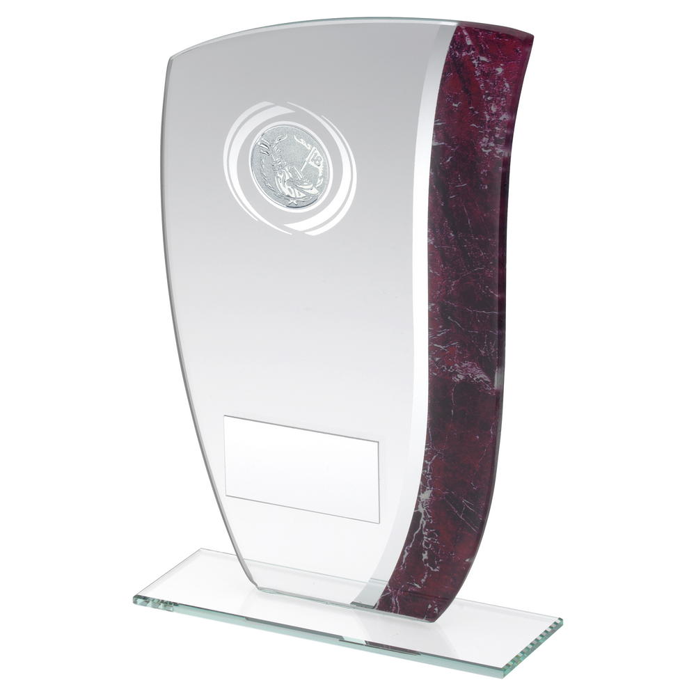 Jade Glass Golf Trophy with Claret Marble Print