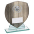 Golf Wood-Effect Glass Shield Trophy