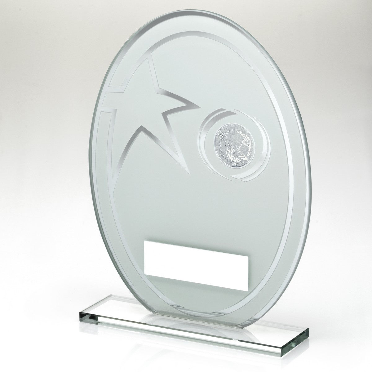 Golf Glass Trophy - Oval with Silver Star