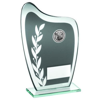 Grey/Silver Glass Plaque With Golf Insert Trophy - 6.5in