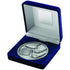 Blue Velvet Box And 70mm Medallion Golf Trophy - Antique Silver 4in