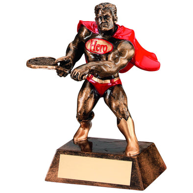 Bronze/Gold/Red Resin Tennis 'hero' Trophy - 6in