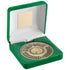Green Velvet Box And 70mm Umpire Medallion With Tennis Insert - Ant Gold 4in