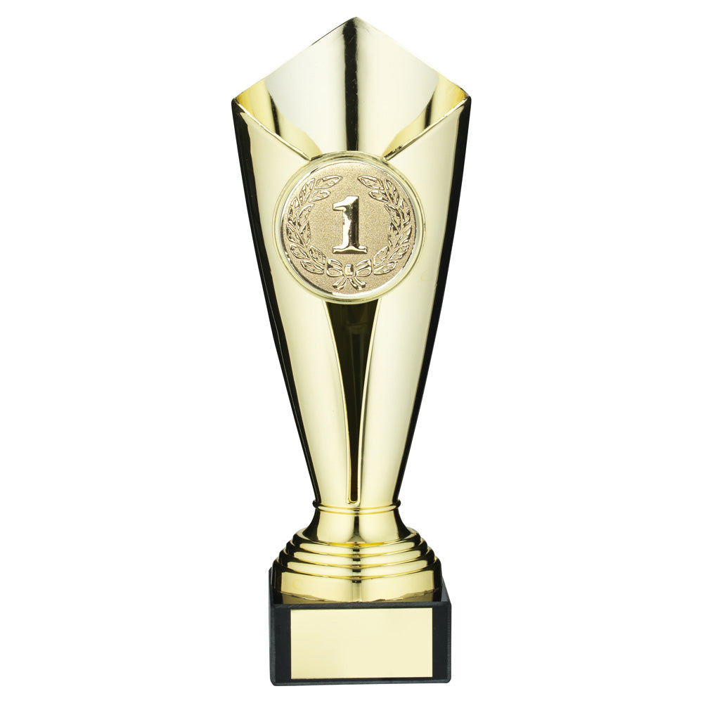 Plastic Tulip Cone Trophy Cup with Personalised Marble Base (Available in Gold/Silver/Bronze)