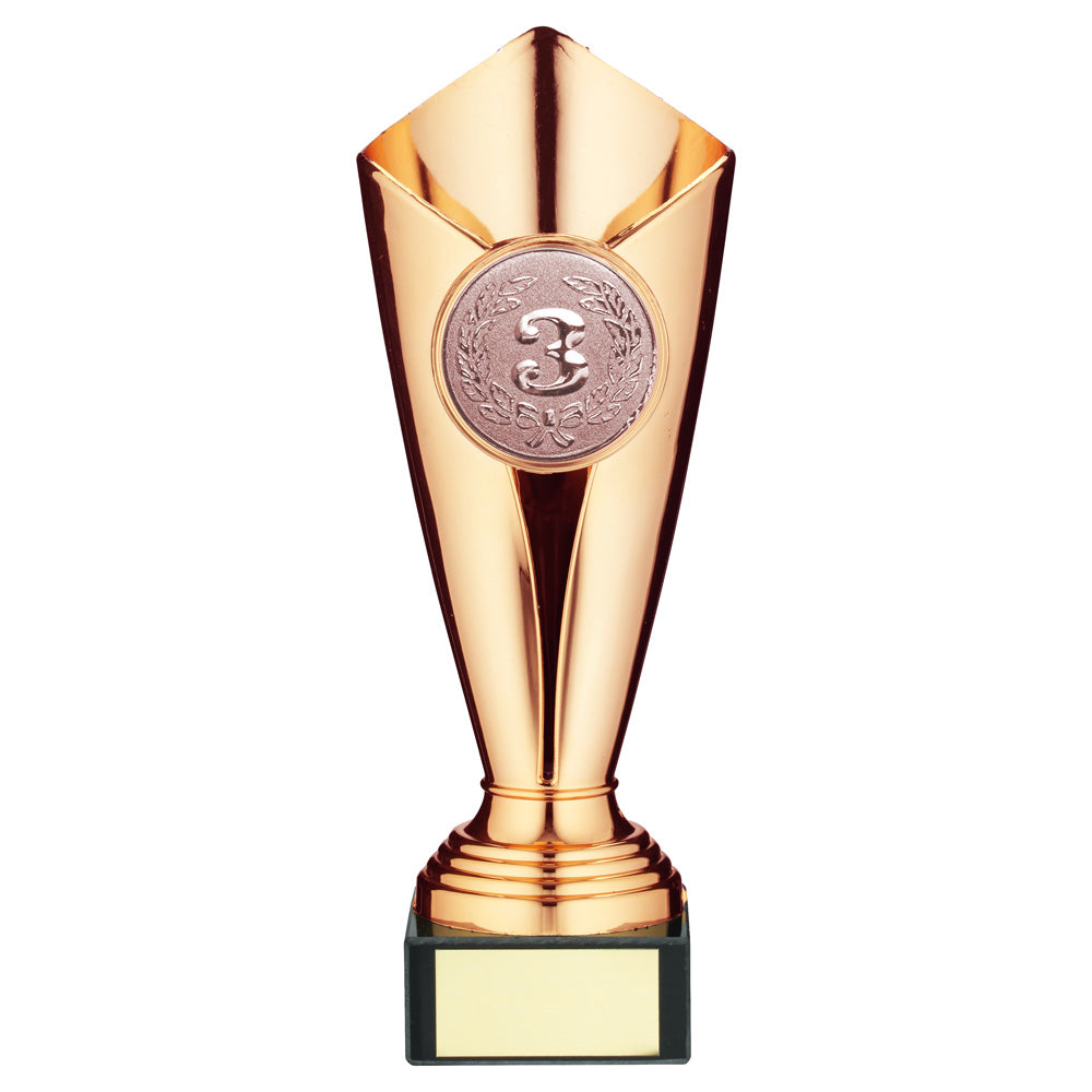 Plastic Tulip Cone Trophy Cup with Personalised Marble Base (Available in Gold/Silver/Bronze)